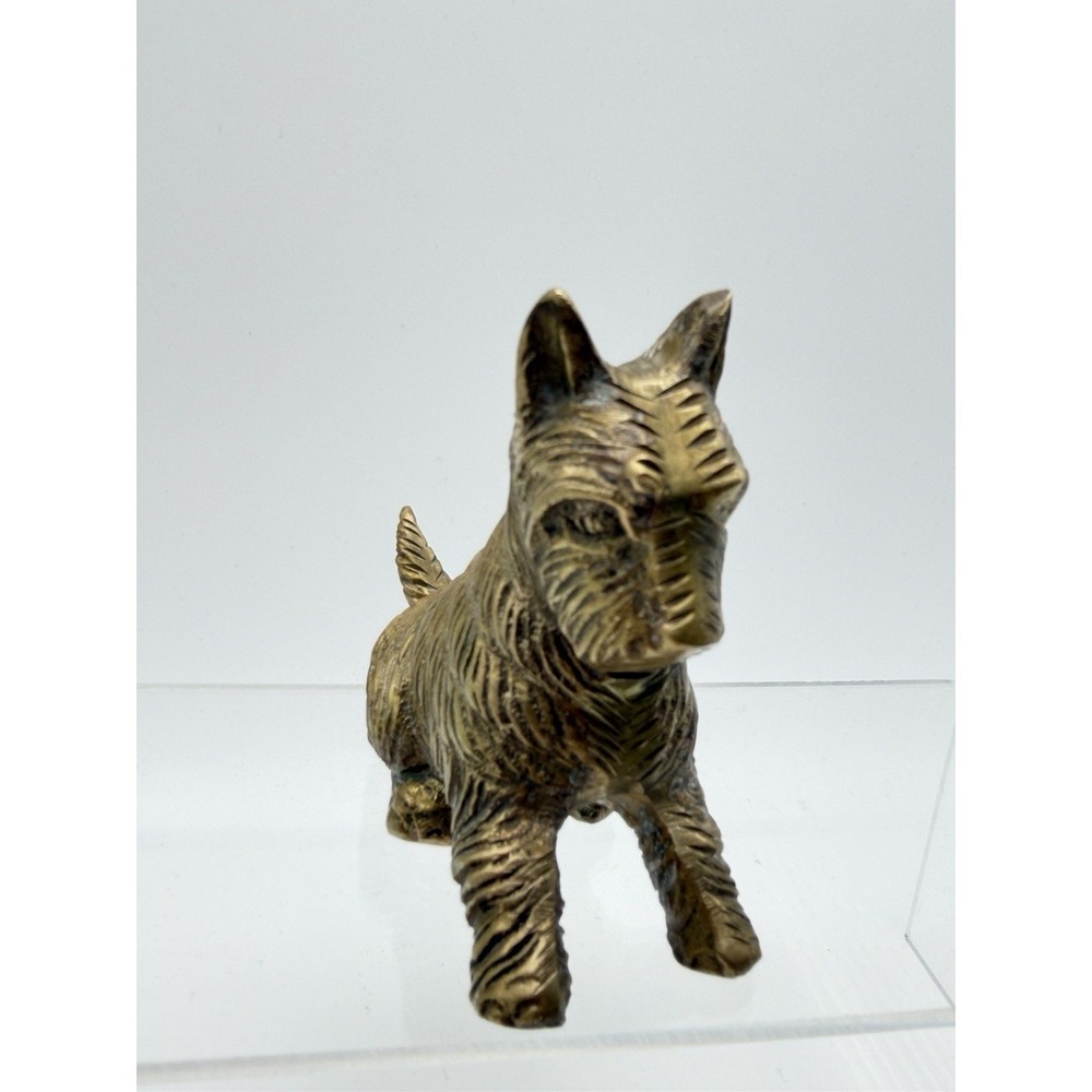 Scottie Dog Terrier Paper Weight Brass Statue Figure Great Patina And Shine